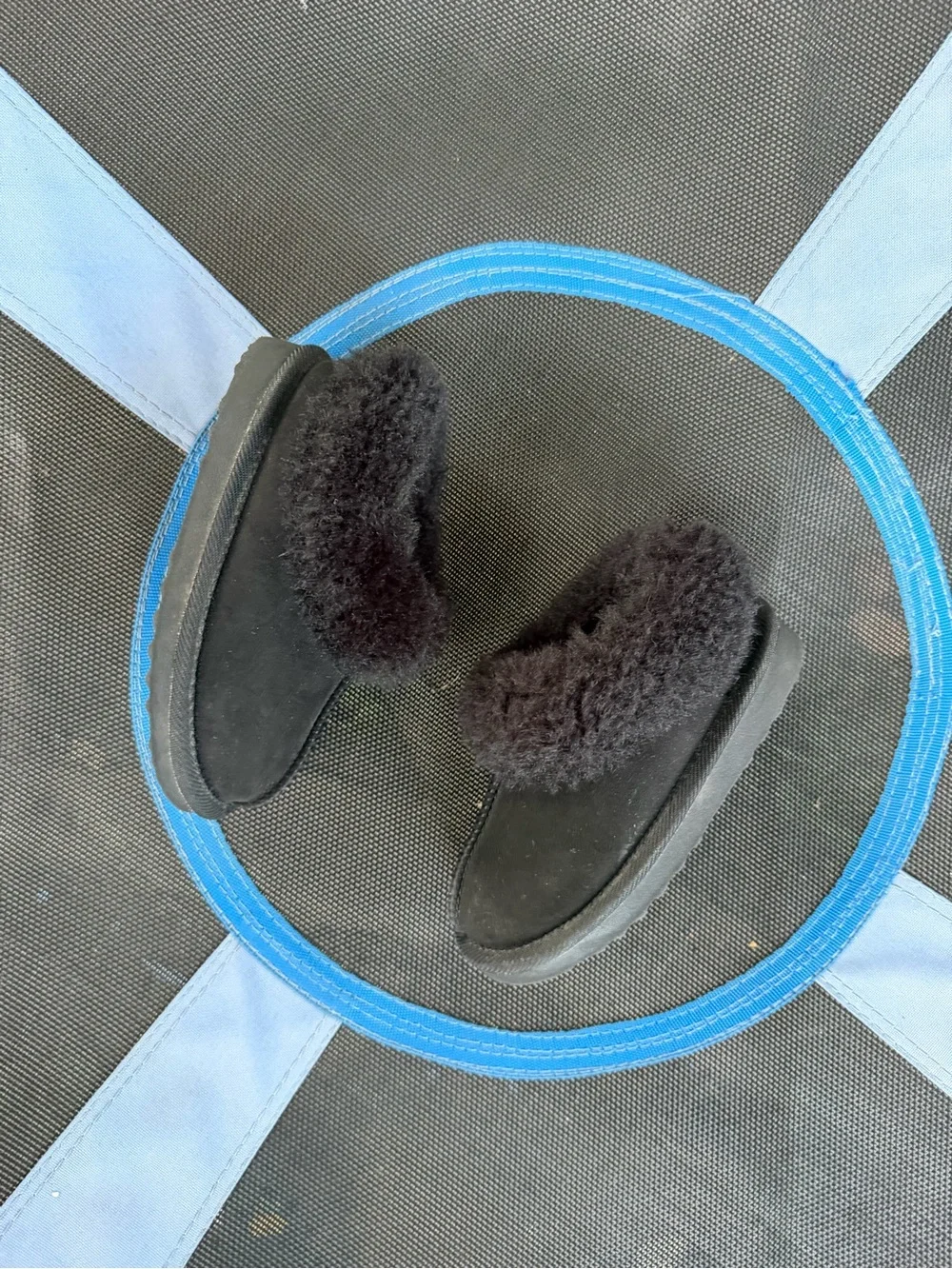 Kids Black Fuzzy Slip-On Shoes